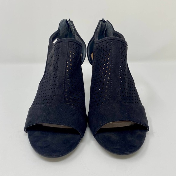 Style & Co Haddie Ankle Shooties Peep Toe Shoes Sandals Heels Black 6.5M - Picture 2 of 7